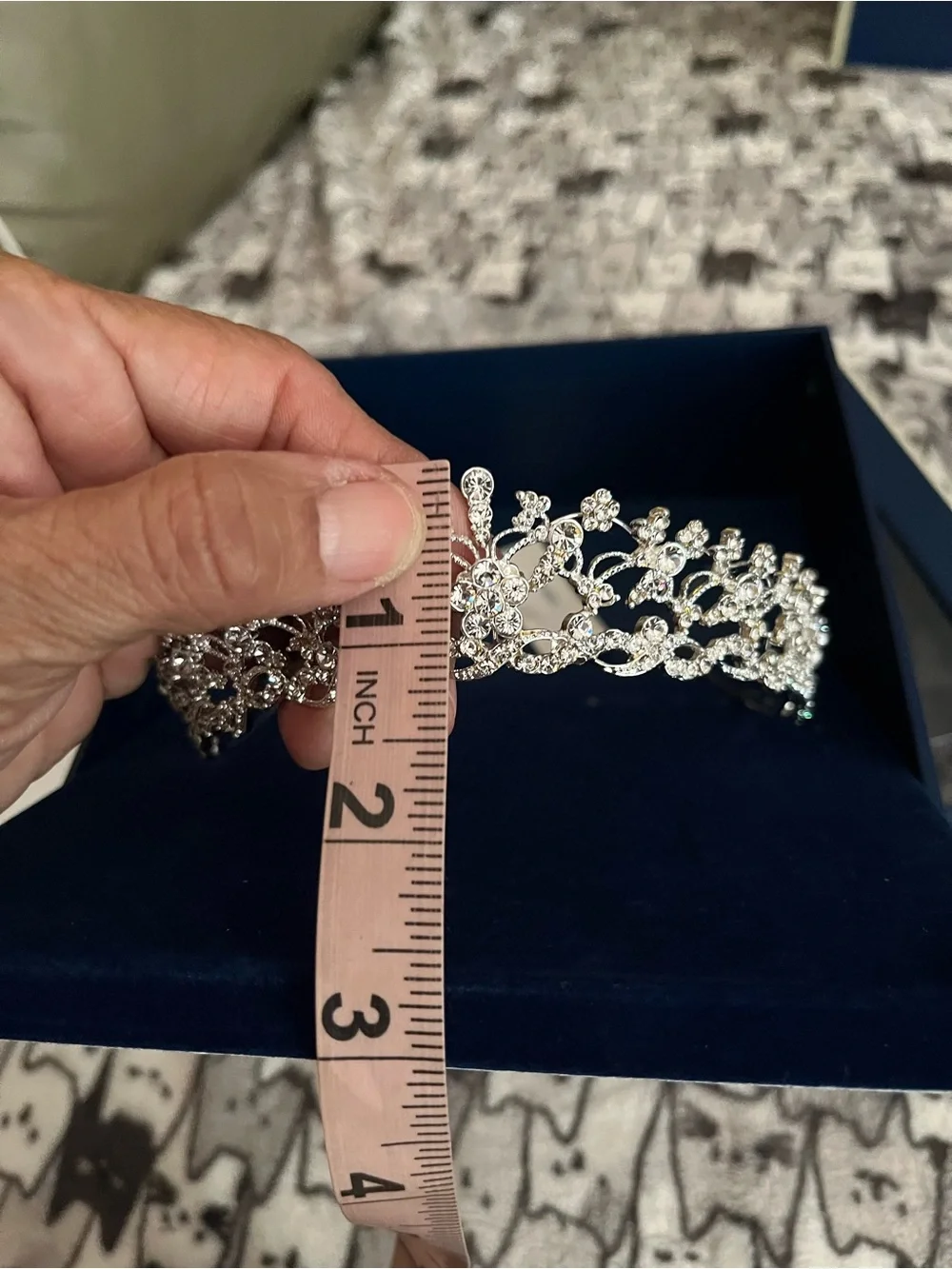 Silver Crystal Floral Tiara Headpiece